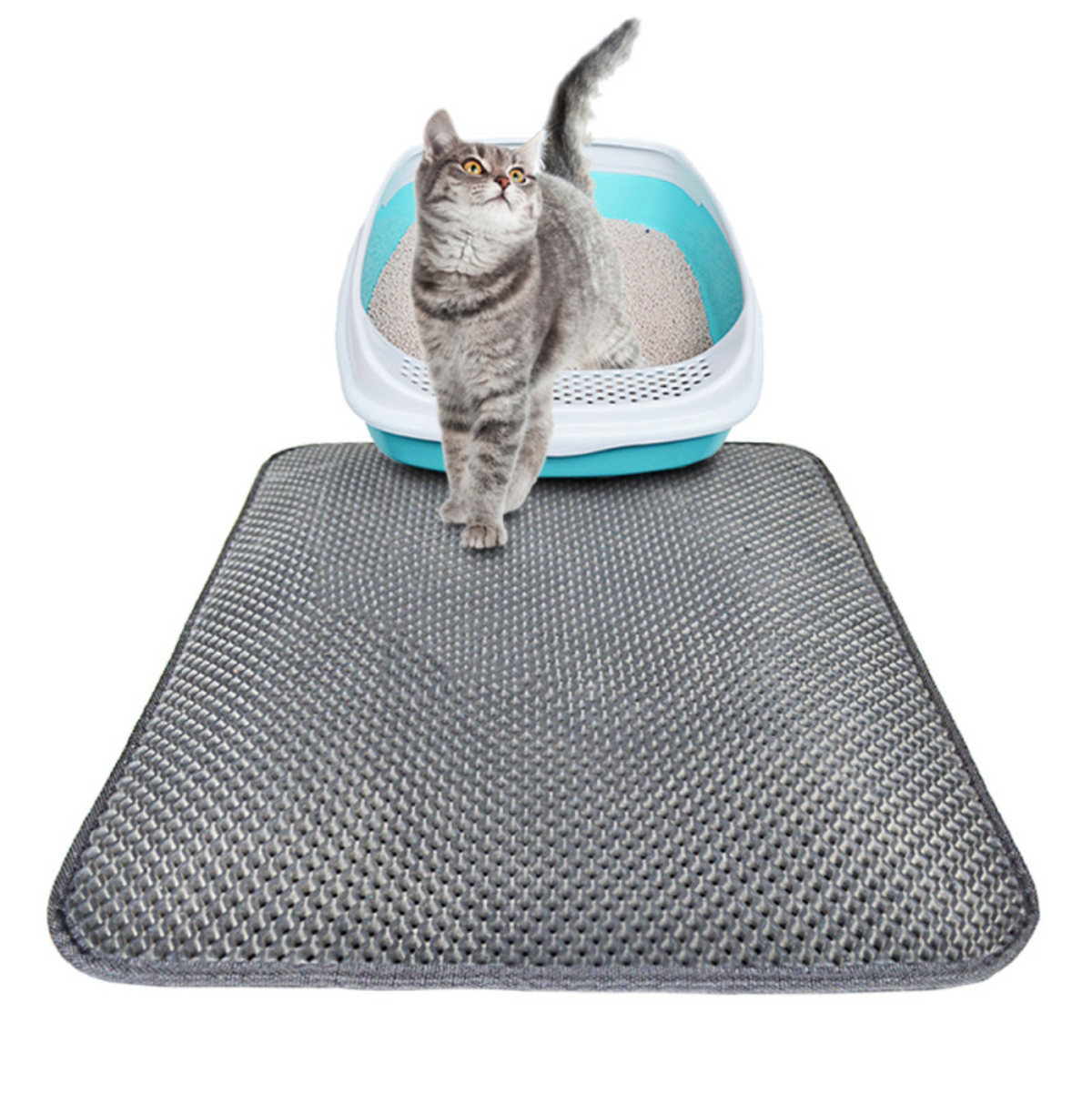 Gray foldable cat litter mat