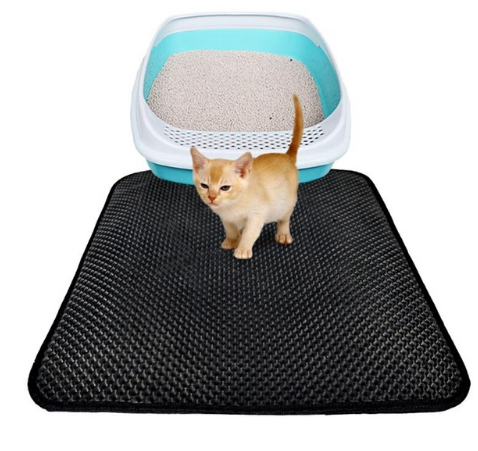 Black foldable cat litter mat